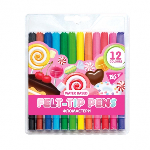Фото - Фломастери YES 12 кольорів Sweet Cream 60814