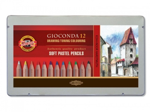 Фото - Олівці пастельні GIOCONDA 8827, набір 12кол.,мет.уп 33963