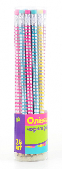 Фото - Карандаш ч/гр круглый с ласт. и фольгой в пл. тубе, 24шт/уп 31585 Фото - Карандаш ч/гр круглый с ласт. и фольгой в пл. тубе, 24шт/уп 31585