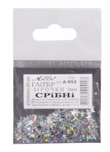 Фото - Блискітки (Гліттер) ЗіРОЧКИ Срібні 1гр. у кульку А-953 22394 Фото - Блискітки (Гліттер) ЗіРОЧКИ Срібні 1гр. у кульку А-953 22394