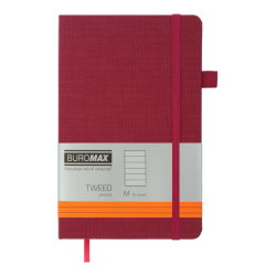 Книга записна TWEED 125*195, 96 арк., Лінія, обкл. штучна шкіра, бордовий