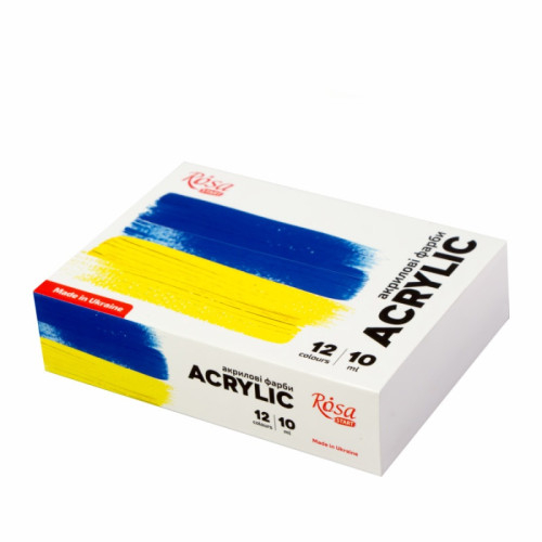 Фото - Набір акрилових фарб Ukraine 12x10мл, ROSA START 60757 Фото - Набір акрилових фарб Ukraine 12x10мл, ROSA START 60757