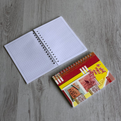 Фото - Нотатник А6ф,48 арк, на пружині сбоку, обкладинка матова ламінація ЛЬОН, блок КЛІТИНКА  (уп.16) 46754