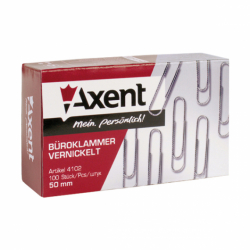 Скріпки нікельовані, 50 мм, 100 шт. (уп.10)