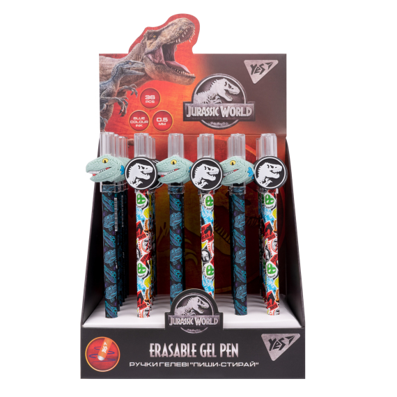 Фото - Ручка гелева YES пиши-стирай 'Jurassic World' 0,5 мм, синя 63647 Фото - Ручка гелева YES пиши-стирай 'Jurassic World' 0,5 мм, синя 63647
