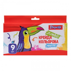 Крейда кольорова 1Вересня &quot;Zoo Land&quot; 9 шт, JUMBO