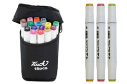 Фото - Набір скетч маркерів чорних 18 шт в текстильному чохлі 57018