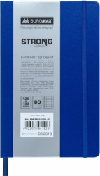 Фото - Блокнот діловий STRONG LOGO2U 125x195мм, 80арк., клітинка, обкладинка зі штучної шкіри, темно-синій 57080