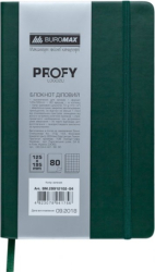 Фото - Блокнот діловий PROFY LOGO2U 125x195мм, 80арк., клітинка, обкладинка зі штучної шкіри, зелений 57085