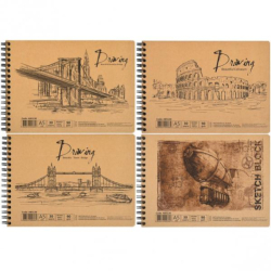 Фото - Альбом для малювання на спір., 30 арк. 90 г/м A5, крафт-папір,  AB5130 (уп.5) 35444