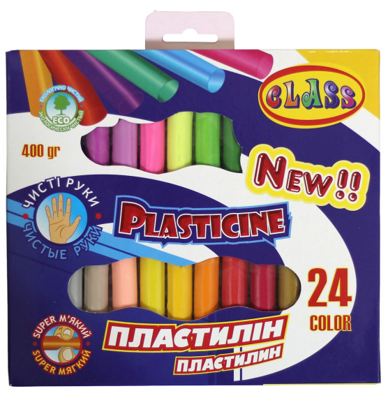 Фото - Пластилін 'Чисті руки' 24кол., ECO, 400гр., 7629, CLASS 36294