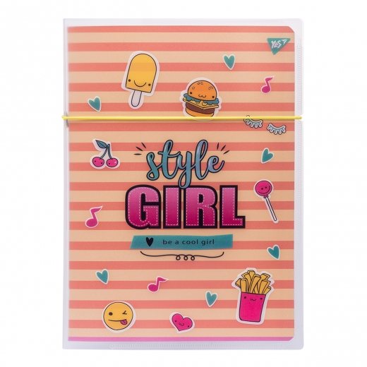 Фото - Зошит А4/48 кл. в пластиковій папці з малюнком 'STYLE GIRL ORANGE' YES 61704 Фото - Зошит А4/48 кл. в пластиковій папці з малюнком 'STYLE GIRL ORANGE' YES 61704