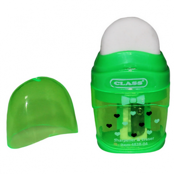 Фото - Точилка з конт.+гумка Hearts, зел. кол., 4828-04, CLASS 46928