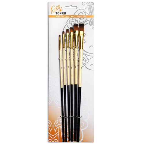Фото - Набір пензлів «Kissточка» 7212022 Синтетика плоска 6 шт. довга ручка 48473 Фото - Набір пензлів «Kissточка» 7212022 Синтетика плоска 6 шт. довга ручка 48473