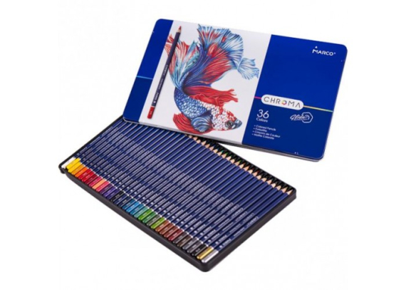 Фото - Олівці MARCO CHROMA 36 кол., шестигр, -СтриженьSP- 3,3mm -8010-36TN ( уп4шт) метал.пенал 55746 Фото - Олівці MARCO CHROMA 36 кол., шестигр, -СтриженьSP- 3,3mm -8010-36TN ( уп4шт) метал.пенал 55746