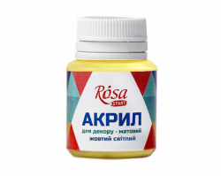 Акрил для декору  30, Жовтий світлий, матовий, 20 мл, ROSA TALENT
