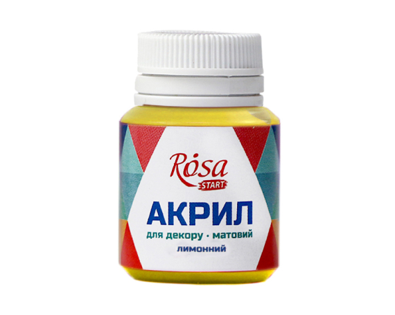 Фото - Акрил для декору 2, Лимонний, матовий, 20 мл, ROSA TALENT 39003 Фото - Акрил для декору 2, Лимонний, матовий, 20 мл, ROSA TALENT 39003