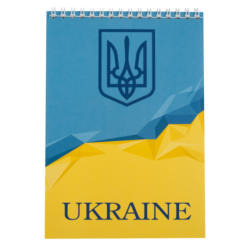 Блокнот, А5, 48 арк., спіраль, клітка, картон. обкл., жовто-блакитний, UKRAINE