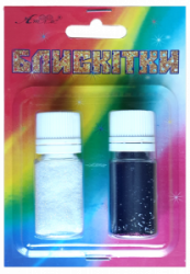 Фото - Блискітки НАБіР 25  7гр. 2шт. білий+чорний  А-995    1/12 35705