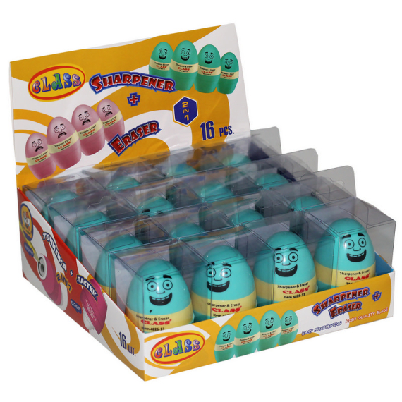 Фото - Точилка з конт.+гумка Faces, бірюз.кол., 4826-13, CLASS 46926