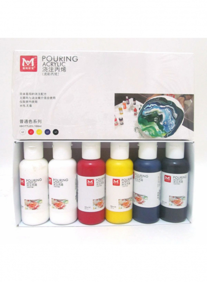 Фото - Набір акрилових фарб 'рідкий акрил' 6*100мл (2біл, 1жовт.,1червоний,1син.,1чорний) PMA06100A 43369 Фото - Набір акрилових фарб 'рідкий акрил' 6*100мл (2біл, 1жовт.,1червоний,1син.,1чорний) PMA06100A 43369