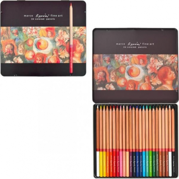 Фото - Кольоров. олівці TN 'MARCO' 24 кол. круглі, Кедр в метал. пеналі FineArt-24TN (уп.6) 27064 Фото - Кольоров. олівці TN 'MARCO' 24 кол. круглі, Кедр в метал. пеналі FineArt-24TN (уп.6) 27064