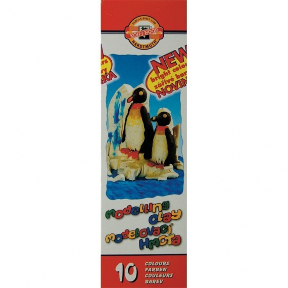 Фото - Пластилін ' KIN ' 'Пінгвіни' 10 кол. 200гр зі стеком 10289
