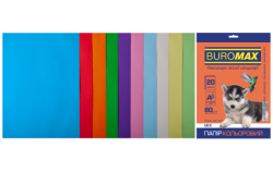 Набір кольорового паперу А4, 80г/м2, PASTEL+INTENSIV, 10цв., 20л.