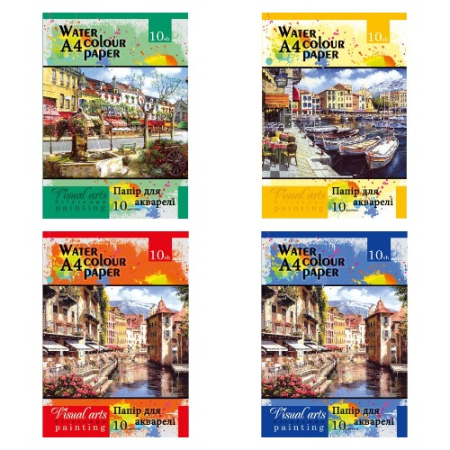 Фото - Папір для акварелі  А4 10 аркушів в папці 200г/м2  ПА4210 (ящ.100) 27388