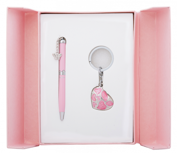 Фото - Набір подарунковий 'Romance': ручка кулькова + брелок, рожевий LANGRES 30901 Фото - Набір подарунковий 'Romance': ручка кулькова + брелок, рожевий LANGRES 30901
