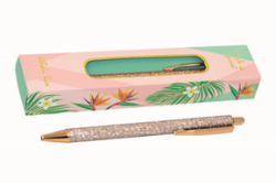 Фото - Ручка кулькова кнопкова з гліттером, рожеве золото 56434