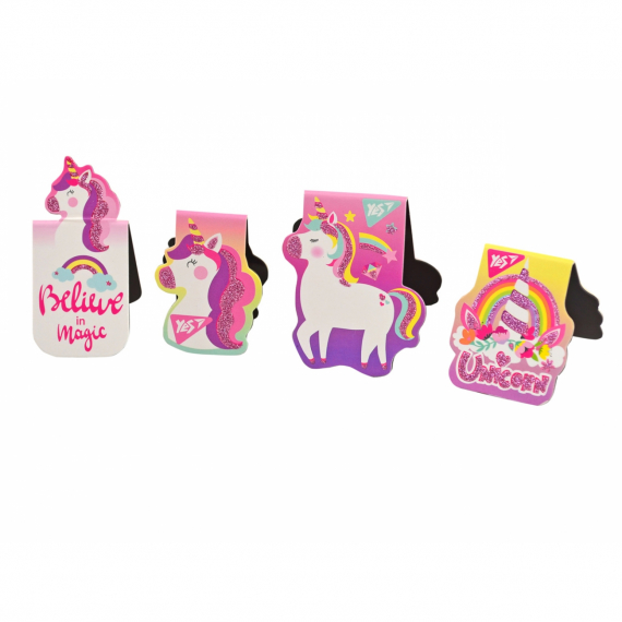 Фото - Закладки магнитные YES 'Unicorn', высечка и глиттер, 4шт 47084 Фото - Закладки магнитные YES 'Unicorn', высечка и глиттер, 4шт 47084