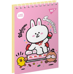 Зошит для записів YES А6/80 од.спіраль Line Friends